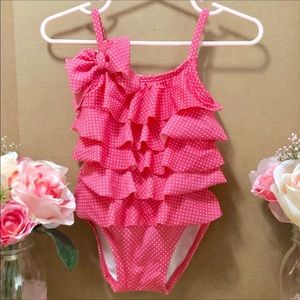 Janie and Jack 6 M-12M Ruffle Swimsuit Pink